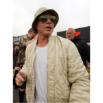 F1 Brad Pitt Beige Quilted Jacket