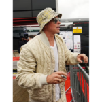 F1 Brad Pitt Beige Quilted Jacket - Image 3