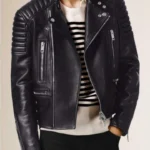 Padded shoulders Asymmetrical Motorcycle Jacket