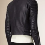 Padded shoulders Asymmetrical Motorcycle Jacket - Image 2