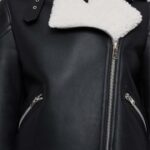Womens Sheepskin Shearling Fur Biker Jacket - Image 3
