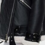 Womens Sheepskin Shearling Fur Biker Jacket - Image 4