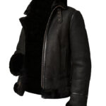 Womens Sheepskin Shearling Fur Pilot Aviator Hooded Jacket - Image 3