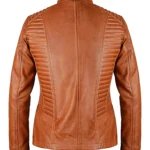 Women’s Biker Style Casual Brown Leather Jacket - Image 2
