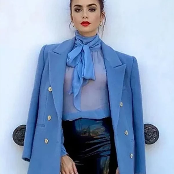 Emily Cooper Emily in Paris Blue Peacoat