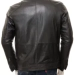Black Leather Double Pockets Biker Jacket Men’s - Image 3