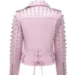 Women’s Hot Pink Motorcycle Leather Jacket - Image 2