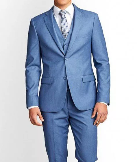 3 Piece Slim Fit Sky Blue Suit for Men