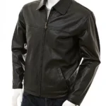 Men’s Black Harrington Leather Jacket - Image 2